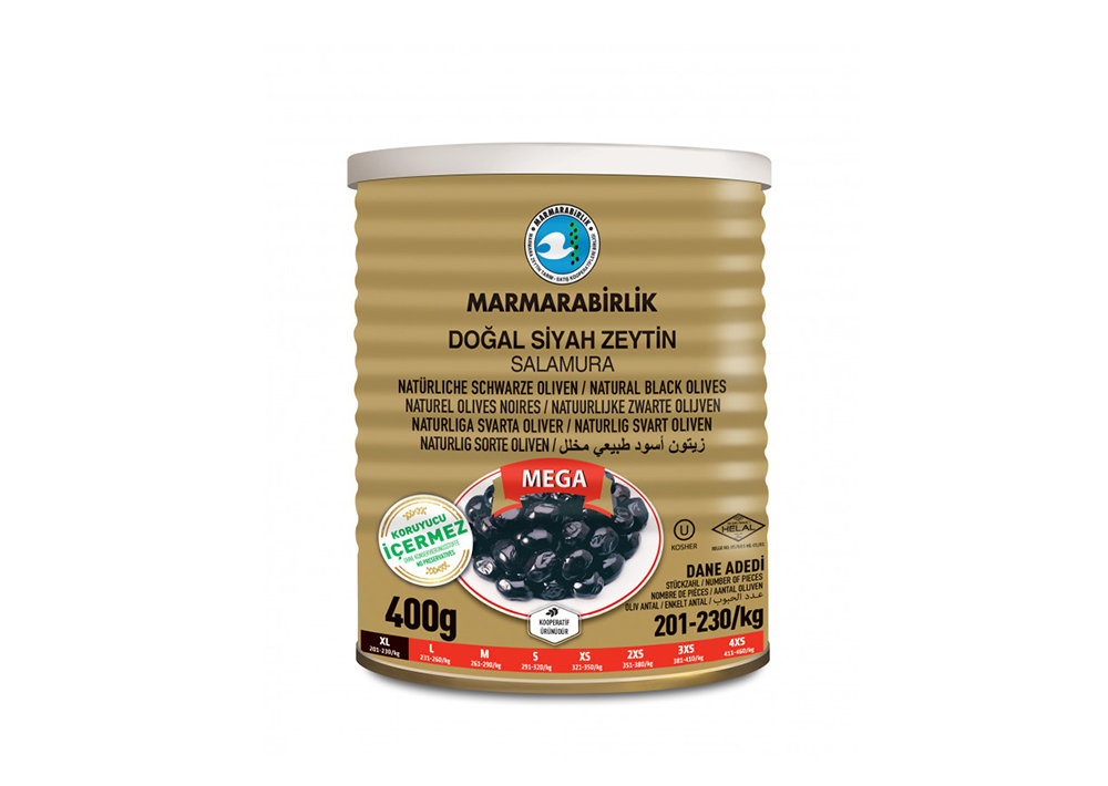 Marmarabirlik XL Natürliche Schwarze Oliven Mega- Doğal Sıyah Zeytin 400g