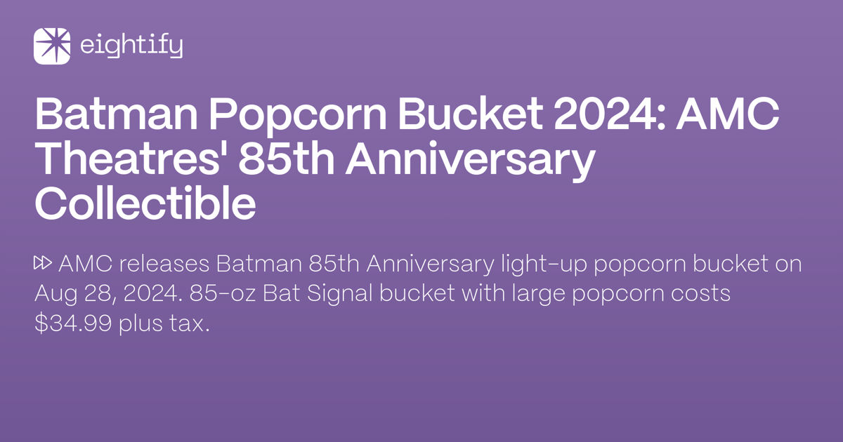 Batman Popcorn Bucket 2024 AMC Theatres' 85th Anniversary Collectible