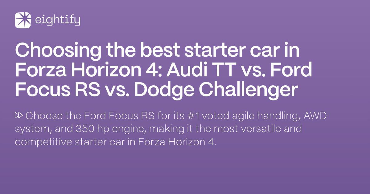 Choosing the best starter car in Forza Horizon 4 Audi TT vs. Ford