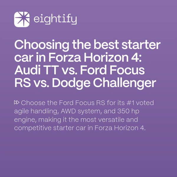 Choosing the best starter car in Forza Horizon 4 Audi TT vs. Ford