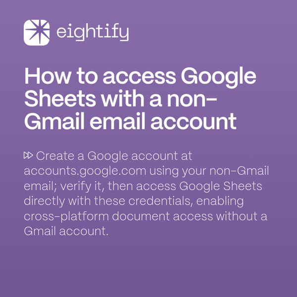 How to access Google Sheets with a nonGmail email account Eightify