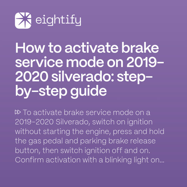 How to activate brake service mode on 20192020 Silverado Stepbystep