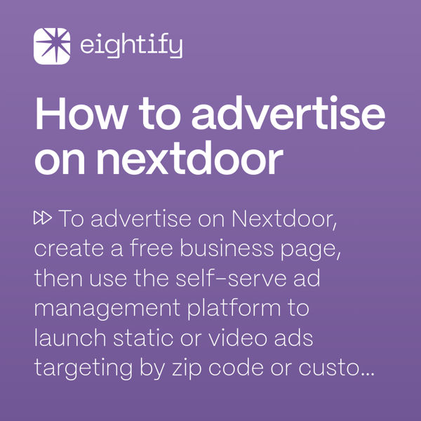 How to advertise on nextdoor Eightify
