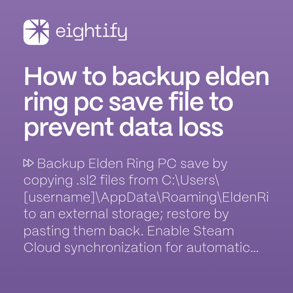 How to backup Elden Ring PC save file to prevent data loss Eightify
