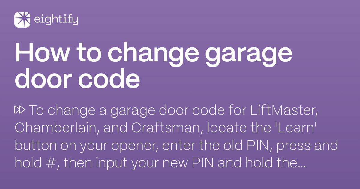 How to change garage door code Eightify