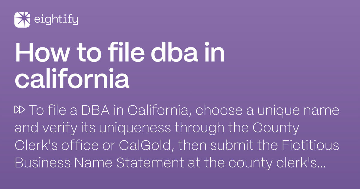 How to file dba in california Eightify