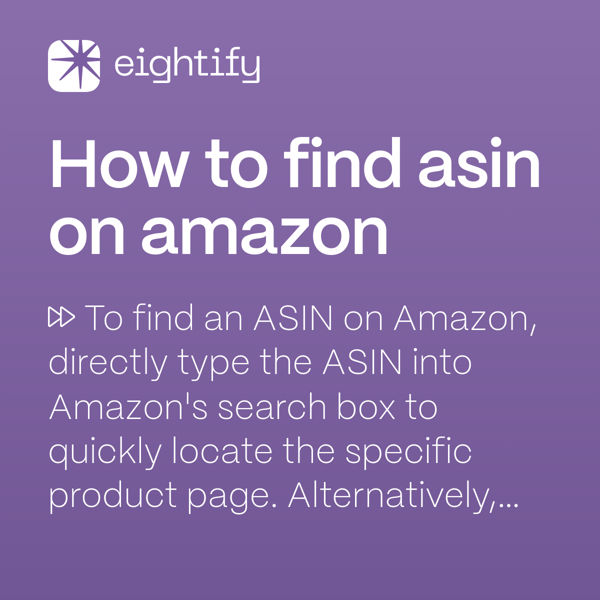 How to find asin on amazon Eightify