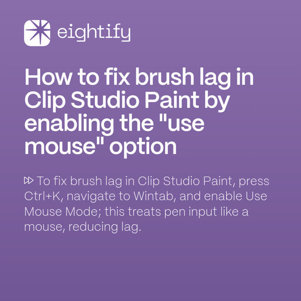 How to fix brush lag in Clip Studio Paint by enabling the "use mouse