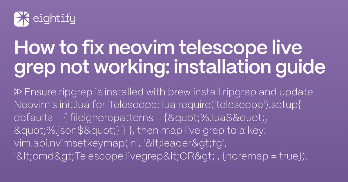 How to fix Neovim Telescope Live Grep not working Installation guide