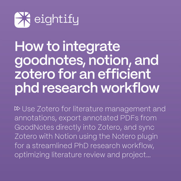 How to integrate GoodNotes, Notion, and Zotero for an efficient PhD