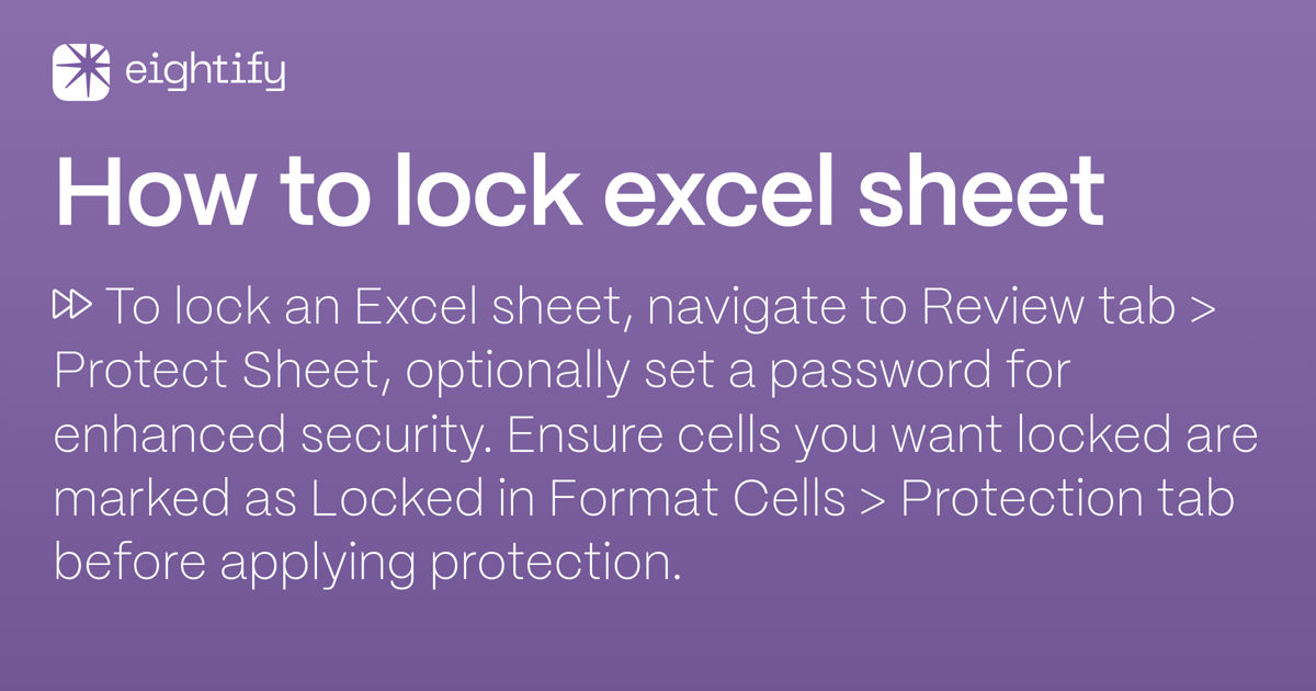 How to lock excel sheet Eightify