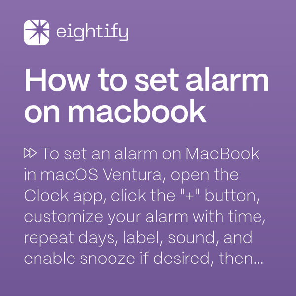 How to set alarm on macbook Eightify
