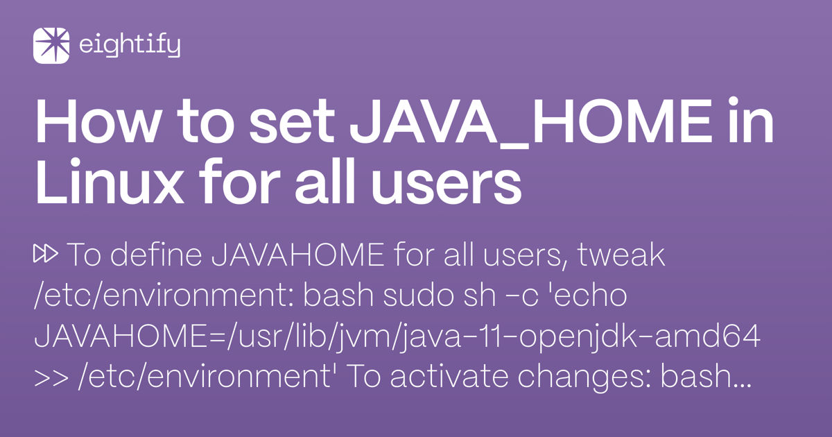 How to set java home in linux for all users eightify