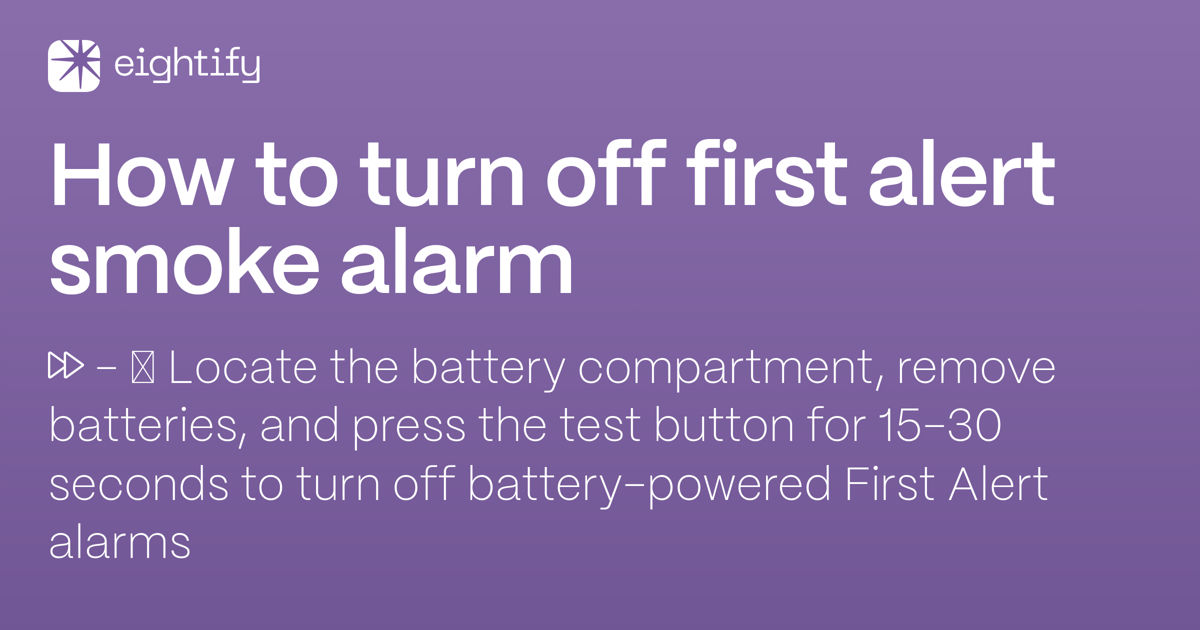 How to turn off first alert smoke alarm Eightify