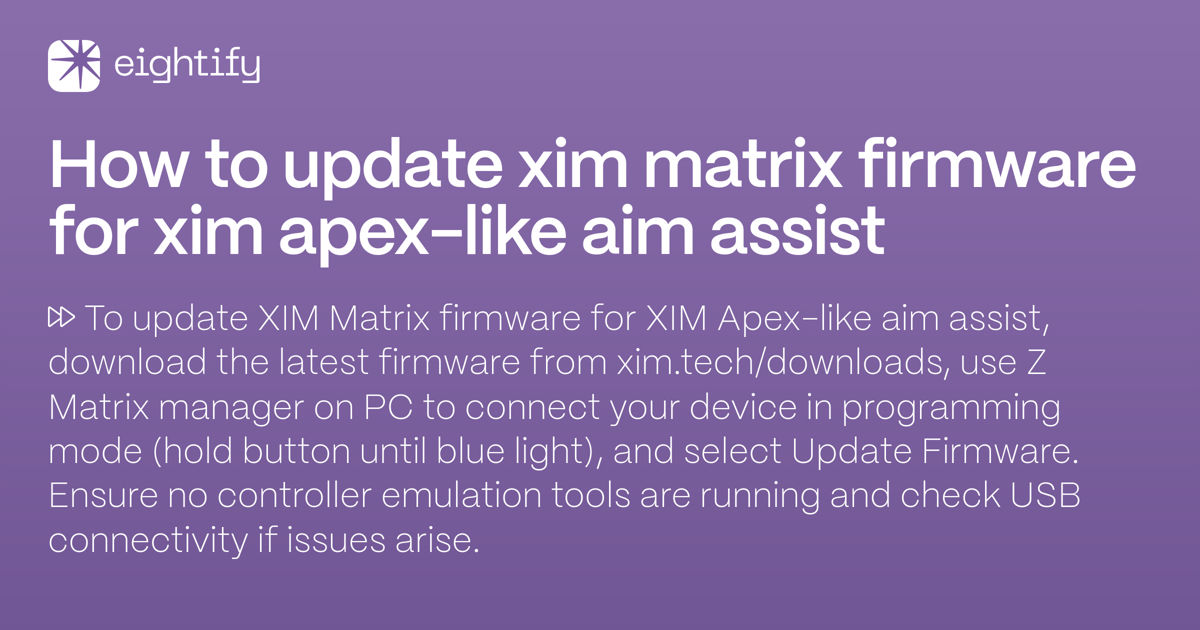 How to update XIM Matrix firmware for XIM Apex-like aim assist 