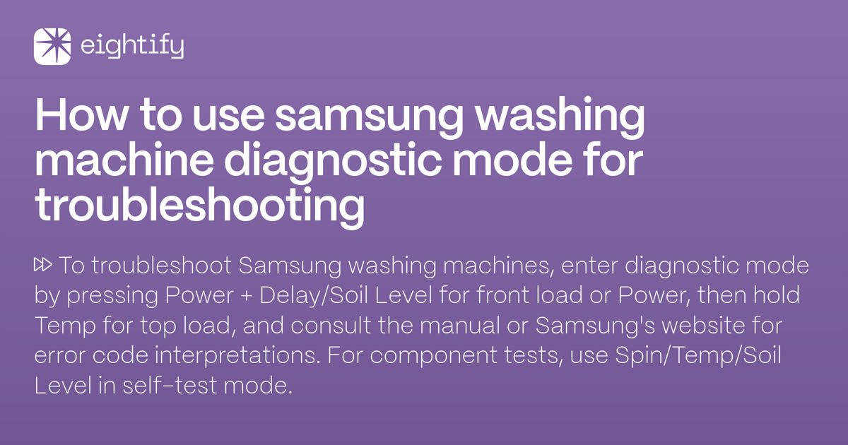 How to use Samsung washing machine diagnostic mode for troubleshooting