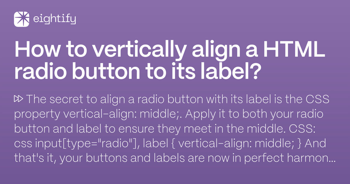 Align Radio Button To Label , css – IQGP