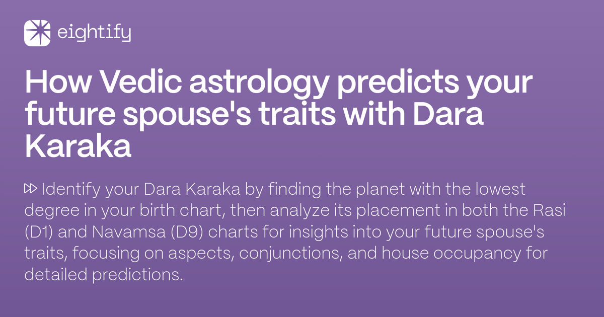 How Vedic Astrology Predicts Your Future Spouses Traits With Dara Karaka Eightify