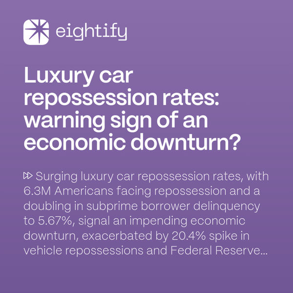 Luxury car repossession rates Warning sign of an economic downturn