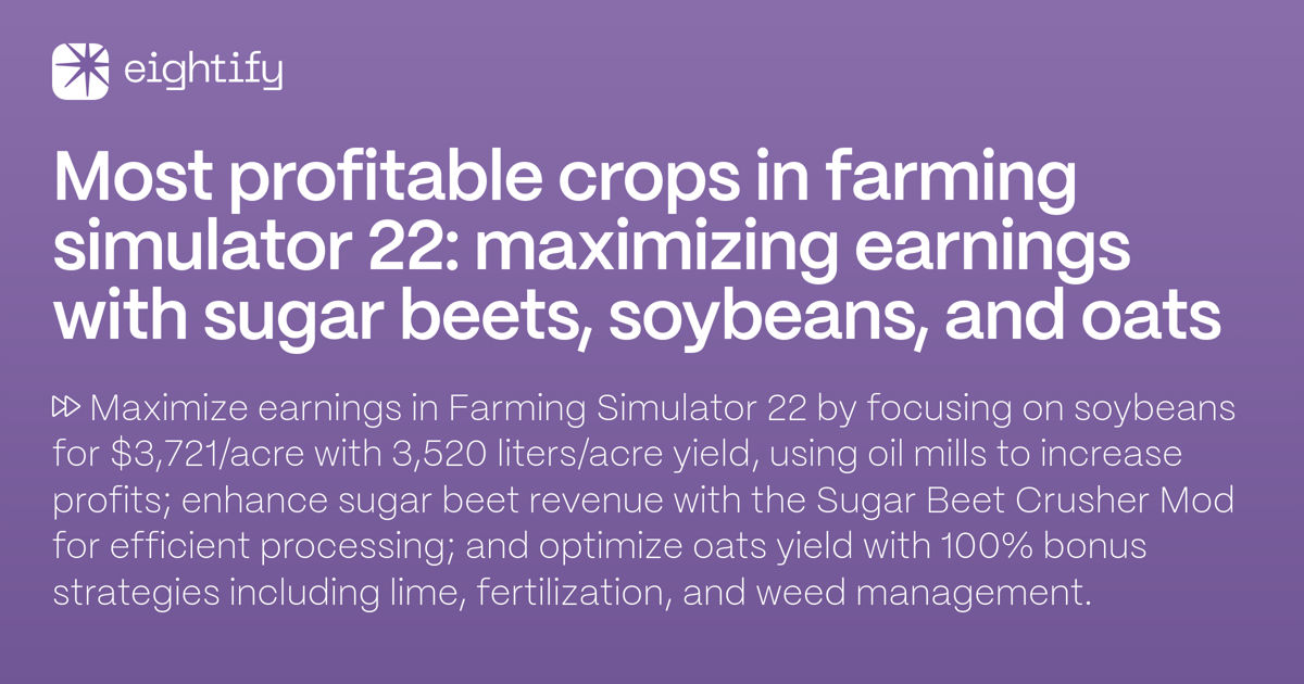 Most profitable crops in Farming Simulator 22 Maximizing earnings with