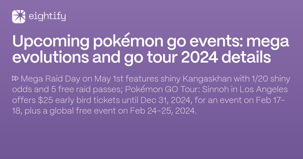 Pokémon Go events Mega Evolutions and Go Tour 2024 details