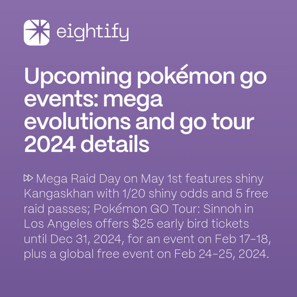 Pokémon Go events Mega Evolutions and Go Tour 2024 details