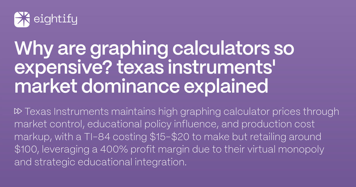 Why are graphing calculators so expensive? Texas Instruments' market