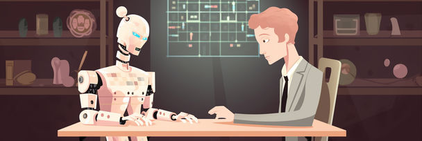 Human and AI playing chess.