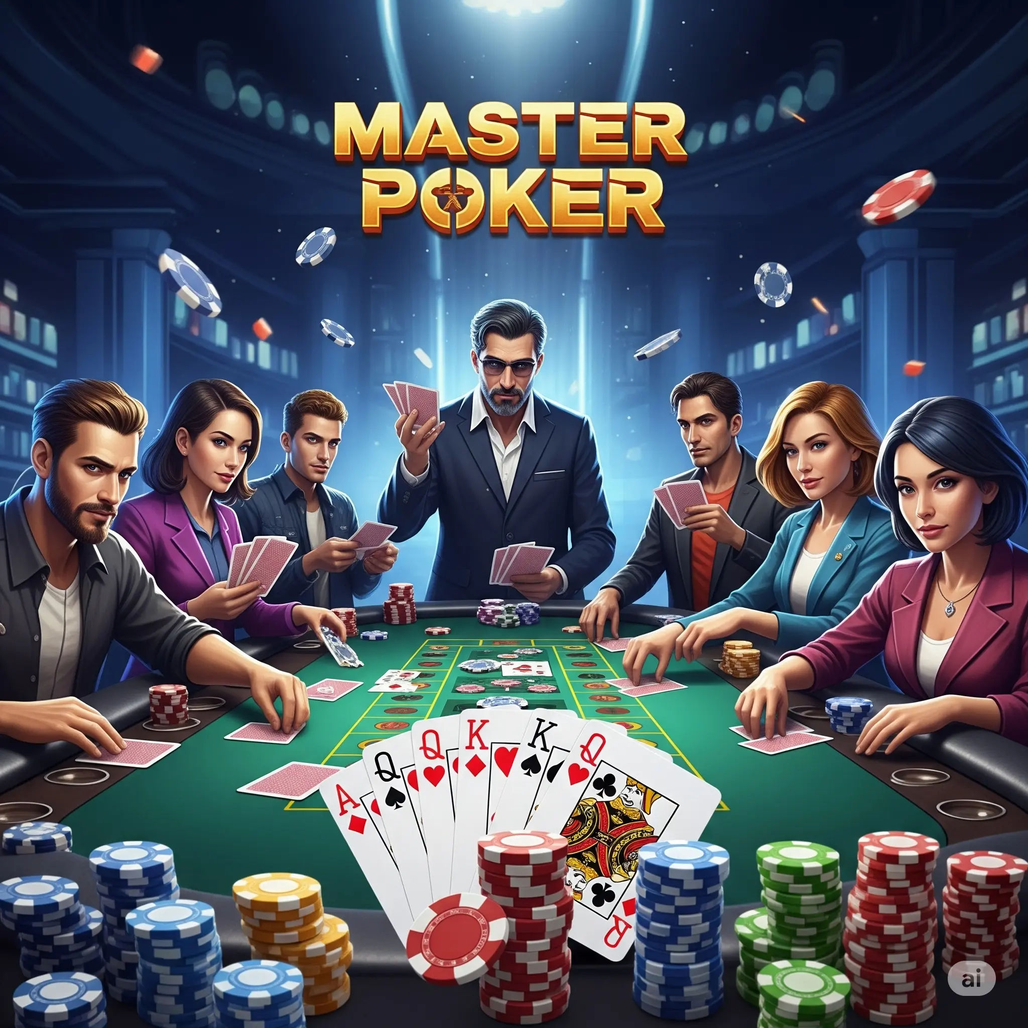 Screenshot of the Master Poker app showing a multi-table tournament lobby with various prize pools.