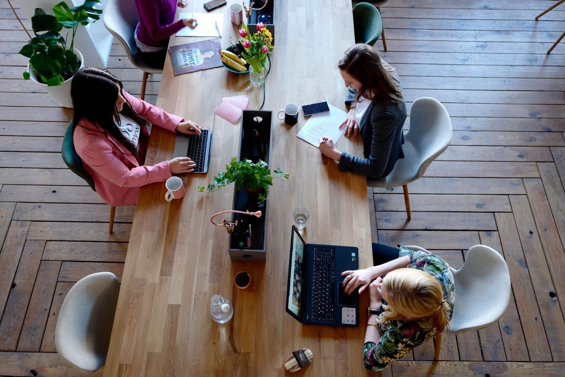 Female employees at work