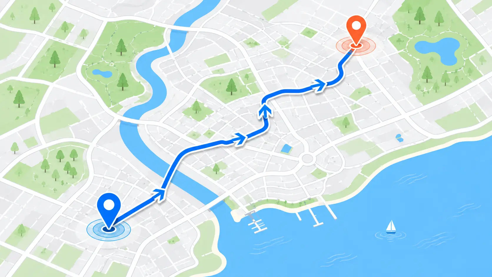 Route map from  to your destination