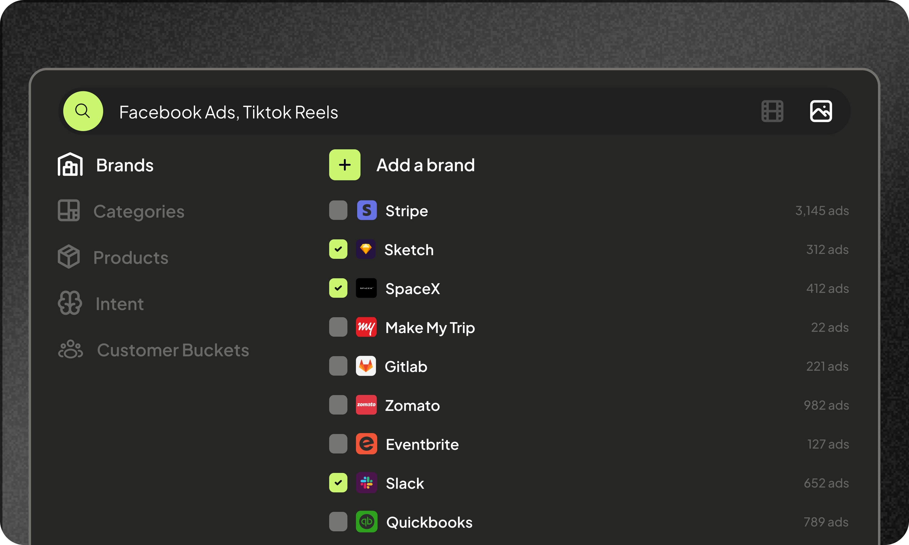 Search by product, content style, imagery 