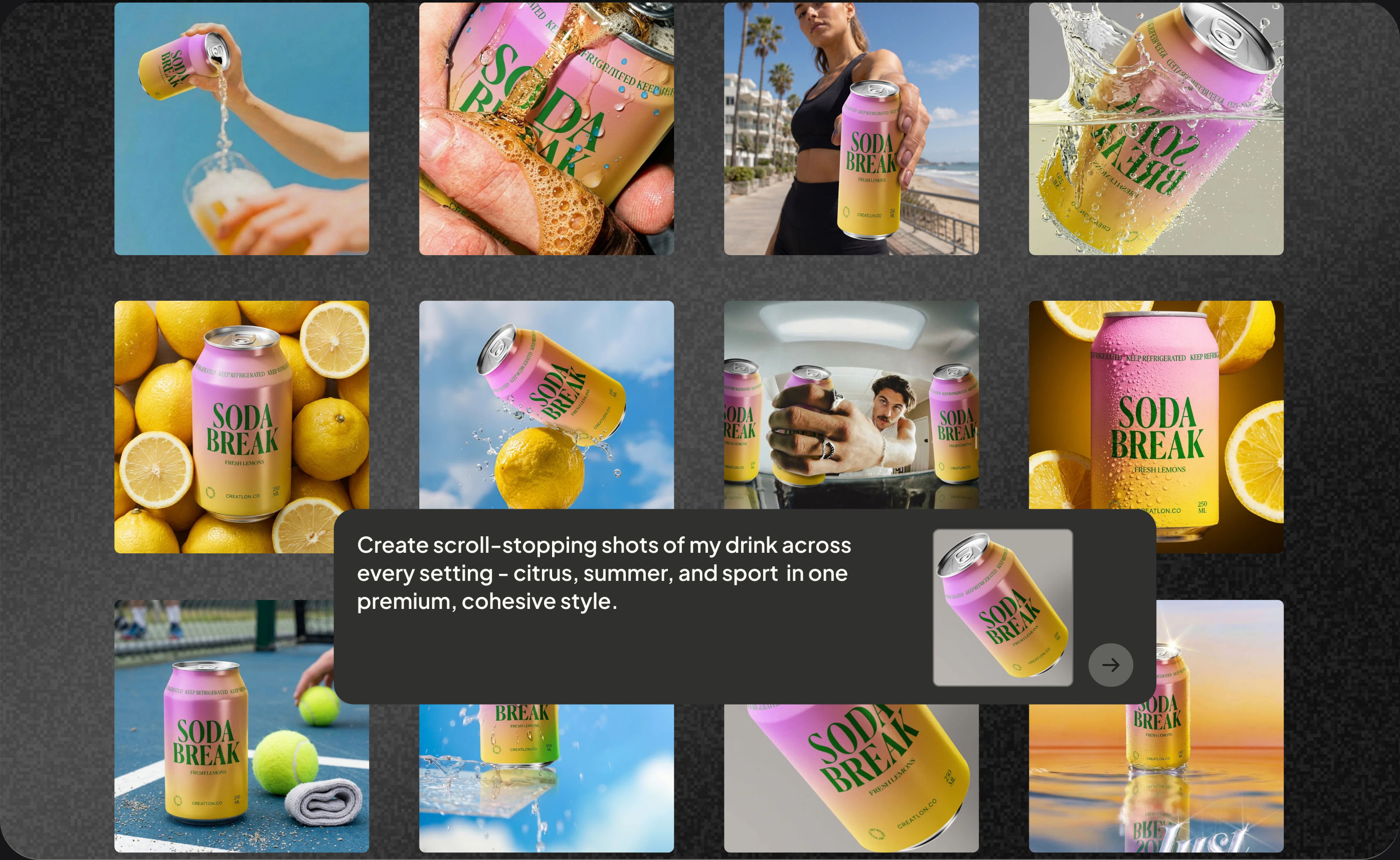 Vibemyad generating Meta and Instagram ad creative for a food brand