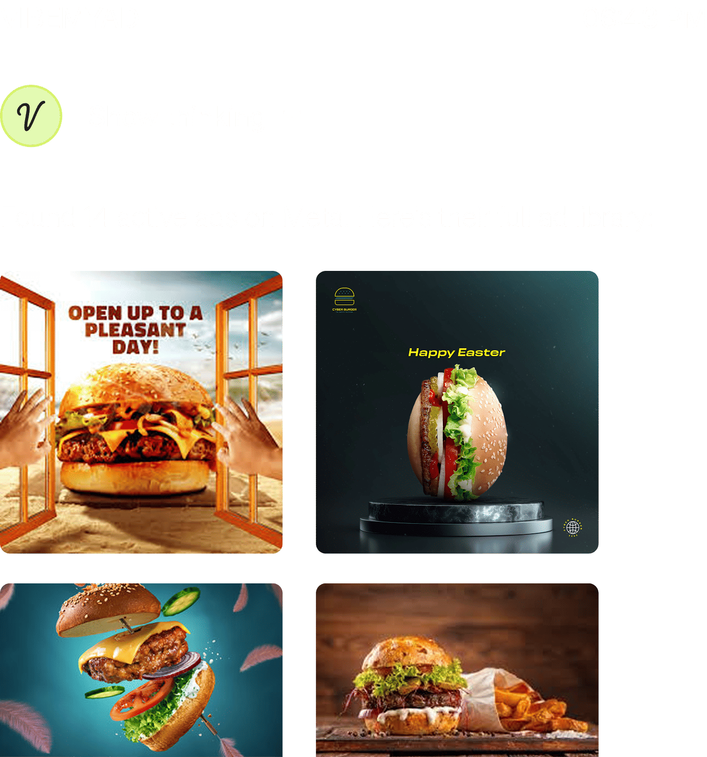 Vibemyad pulling a competitor's full live ad library from Meta