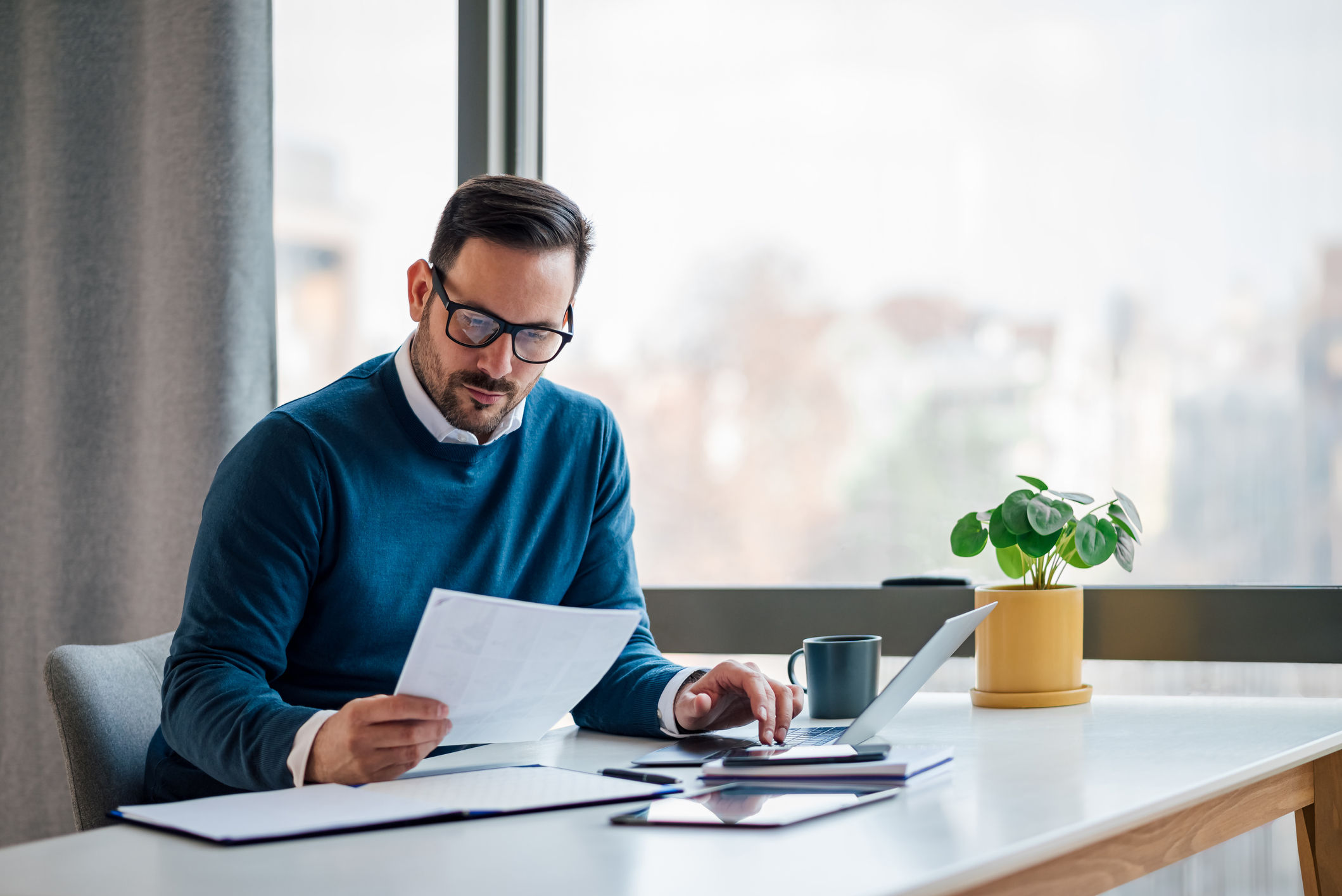 Executor reviewing paperwork