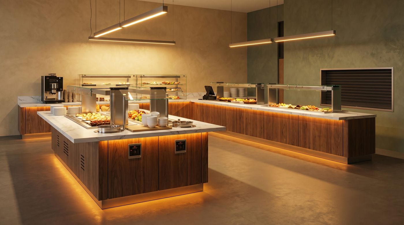 Buffet Drop-In refrigerado em operação