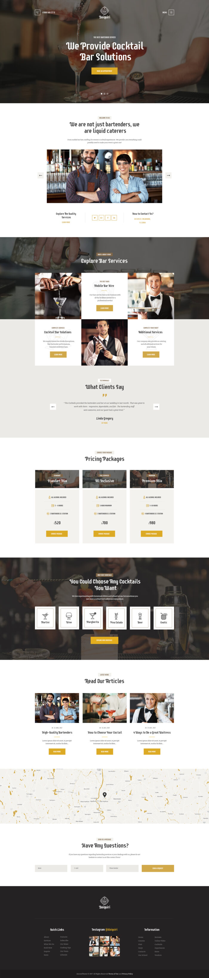 Daiquiri | Bartender Services & Catering Cocktail WordPress Theme