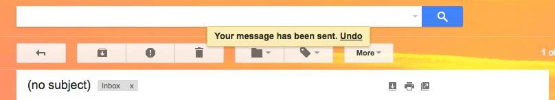 screenshot of the option to un-do send after sending in Gmail