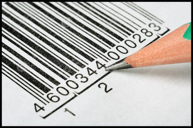 barcode symbol with a pencil