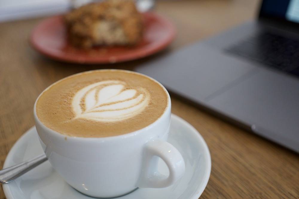 website tips - latte and baked muffin next to a computer