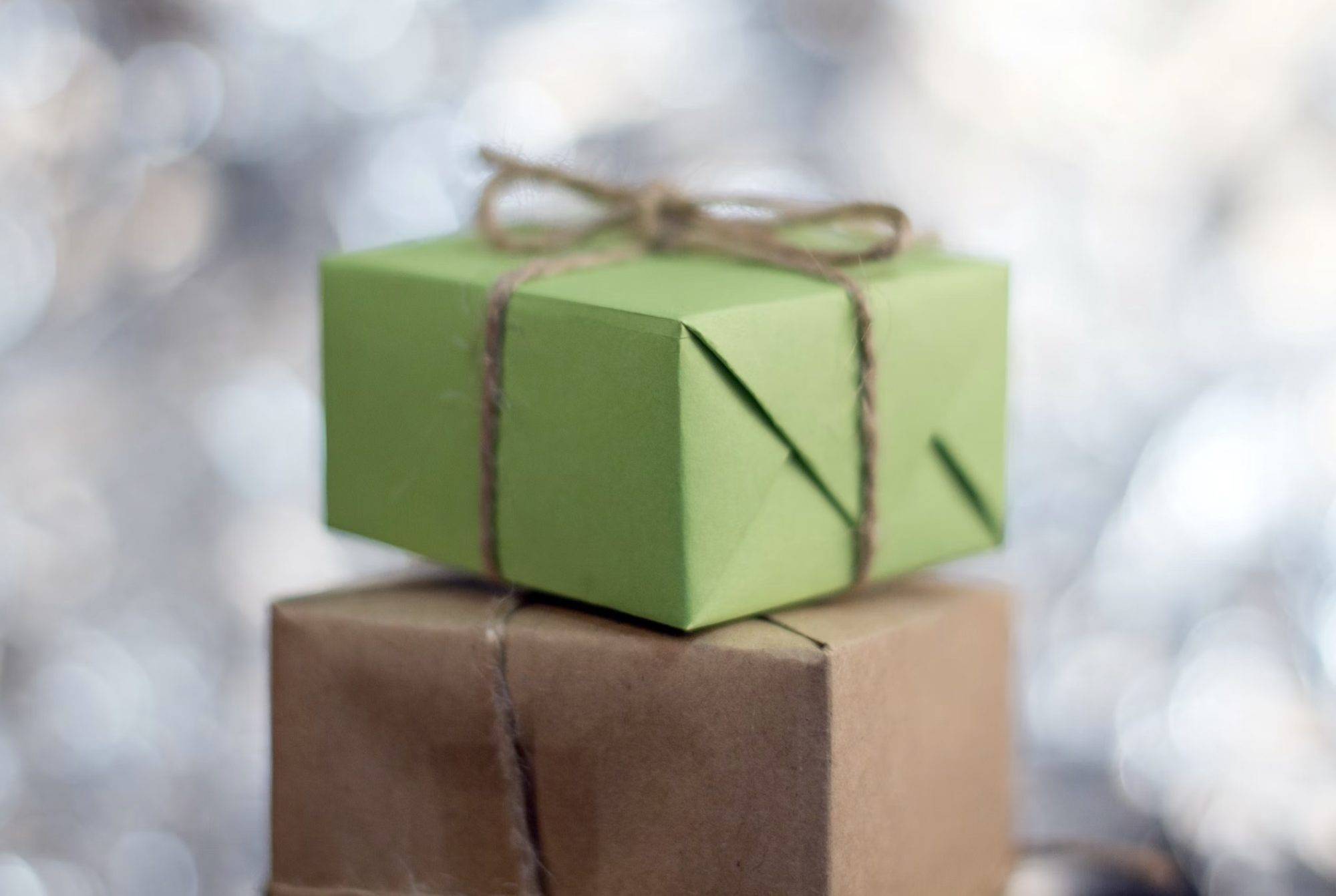 two decorative wrapped gifts - creative client holiday gift ideas
