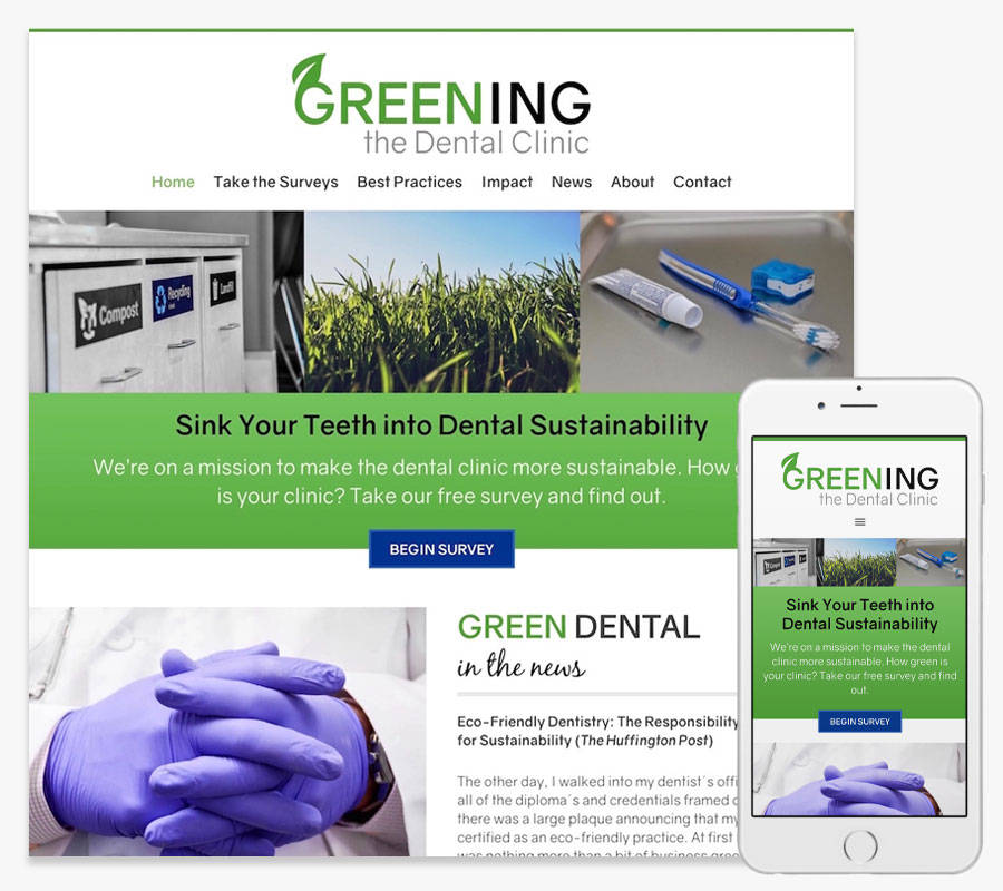 Greening the Dental Clinic website both in desktop and mobile view