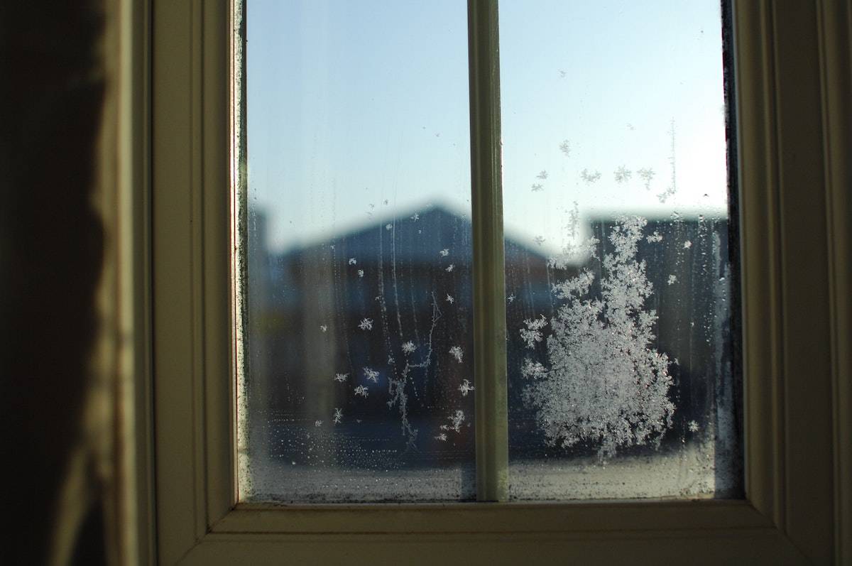 Indoor Winter Activities for Adults: frost on a window pane in winter