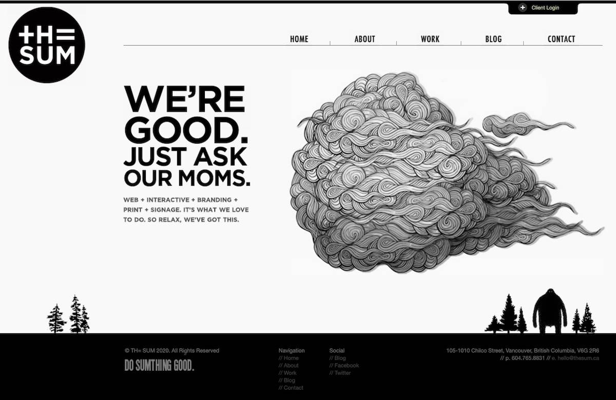 a screenshot of a website that has a totally black and white color scheme