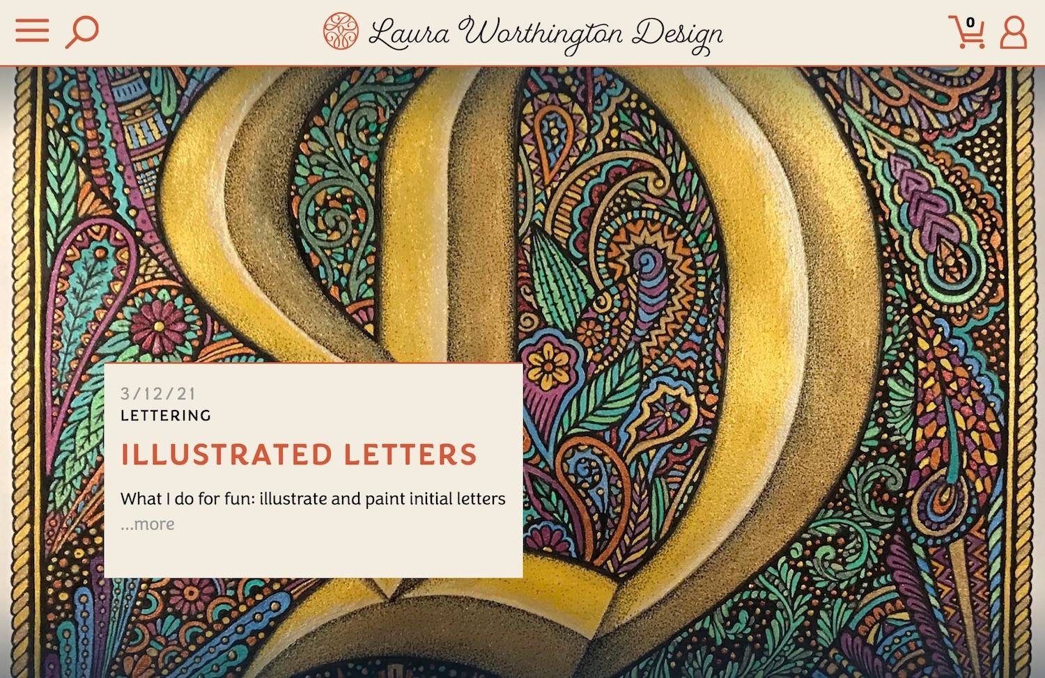 screenshot of Laura Worthington Fonts website