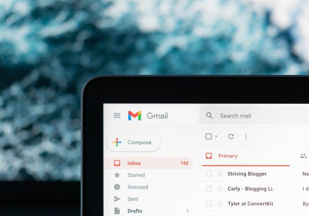 Gmail inbox on a laptop