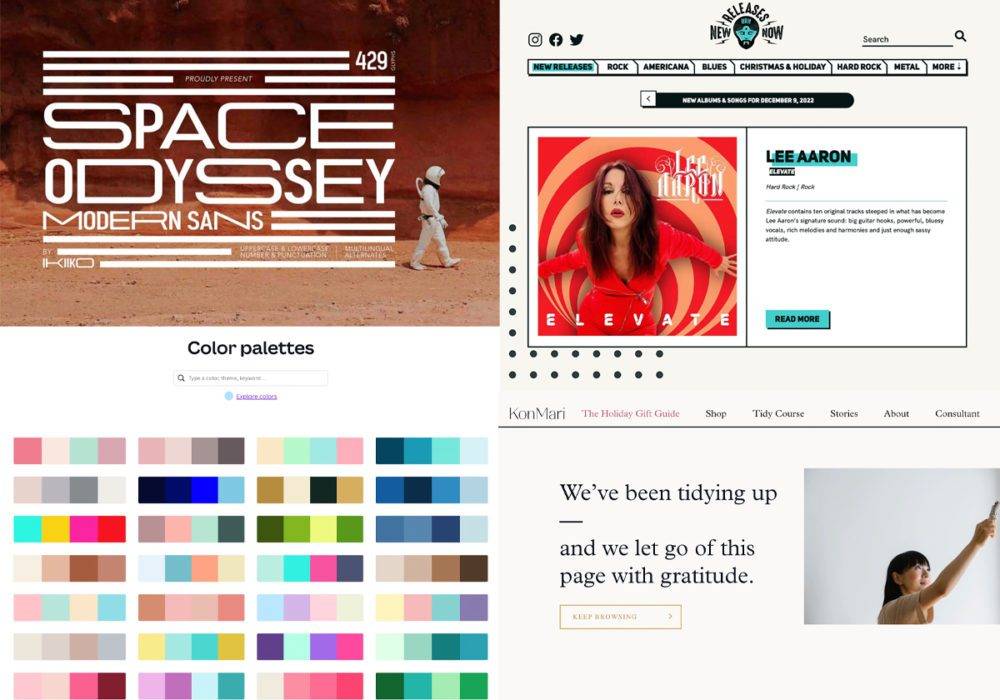 2023 web design trends screenshots