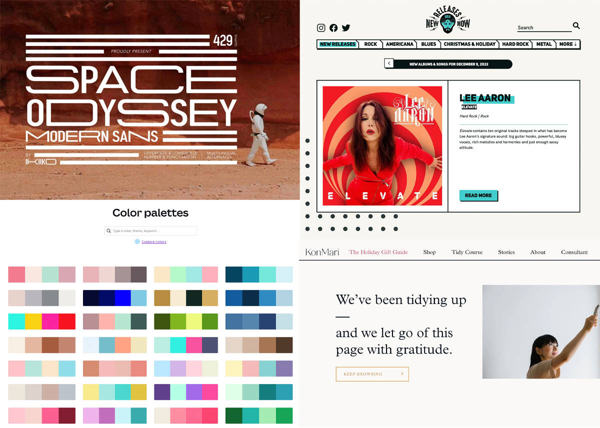 2023 web design trends screenshots