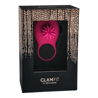 Tokyo Design Glamfit - akkus, forgó pénisz gyűrű (cseresznye)