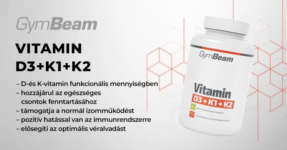 D3+K1+K2 vitamin - 120 kapszula - GymBeam